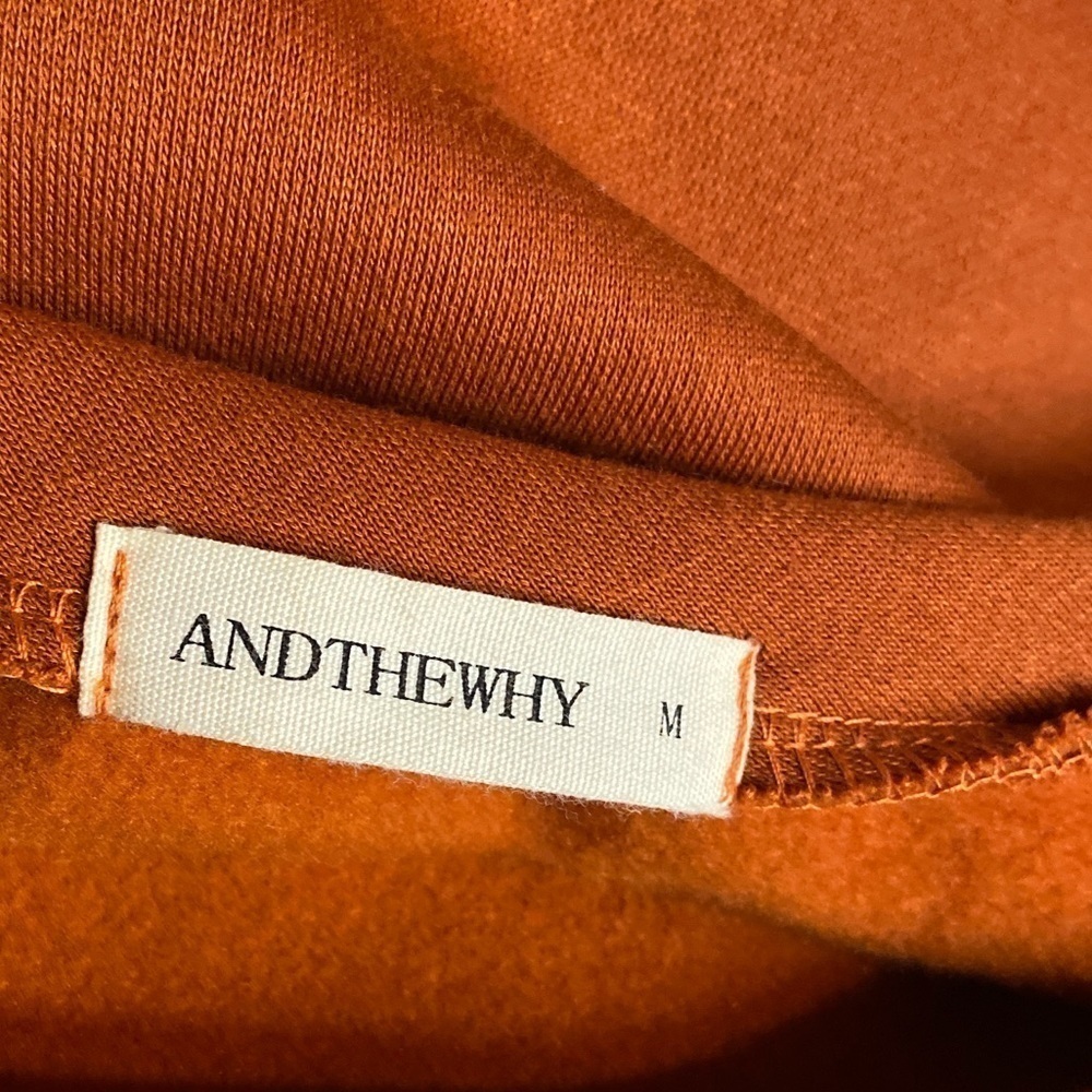 AndTheWhy~Boho Vibe Burnt Orange Sweatshirt~Fringe & Trim Detail Sleeves~Size M - Picture 2 of 14